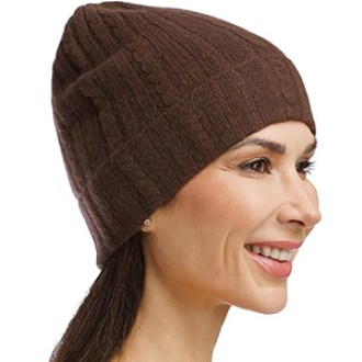 Fishers Finery Women's 100% Pure Cashmere Cable Knit Hat