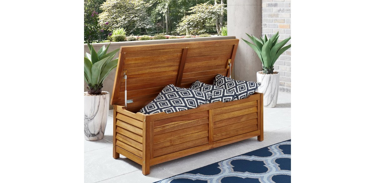 Beachcrest Home Anjenette Water-Resistant Solid Wood Acacia Deck Box