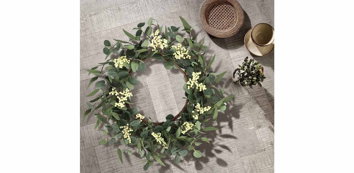 Pinkpum 20'' Eucalyptus Wreath for Front Door, Porch, Window
