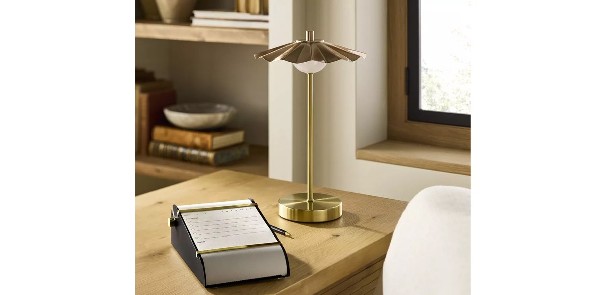 Portable Scallop Shade Table Lamp Brass-Copper (Includes LED Light Bulb) - Hearth &amp; Hand with Magnolia
