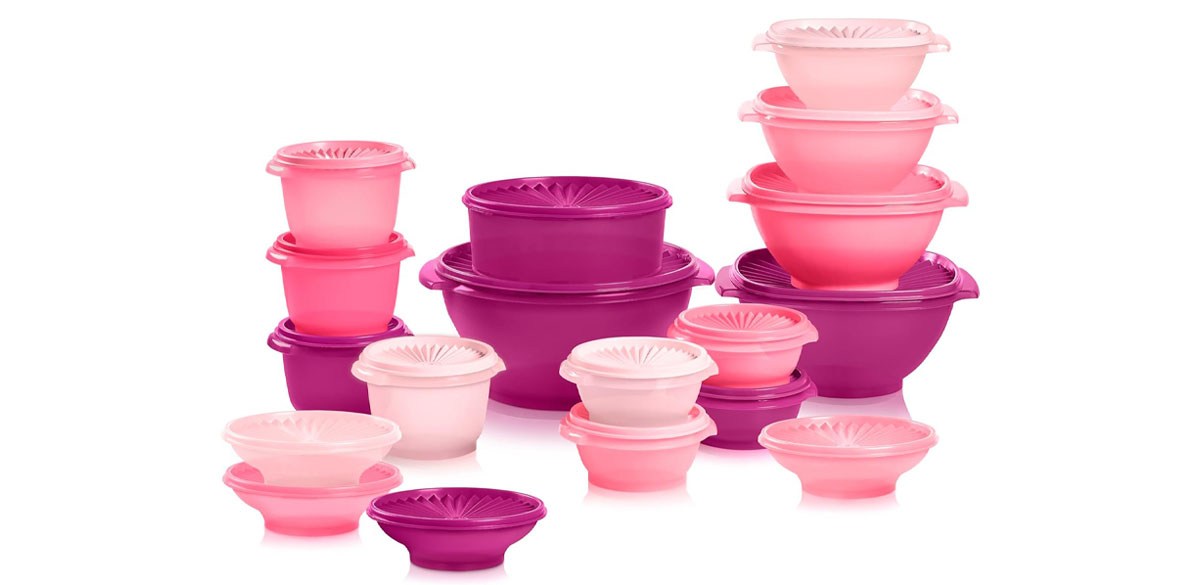 New 36-Piece Food Storage Container Set in Vintage Pink