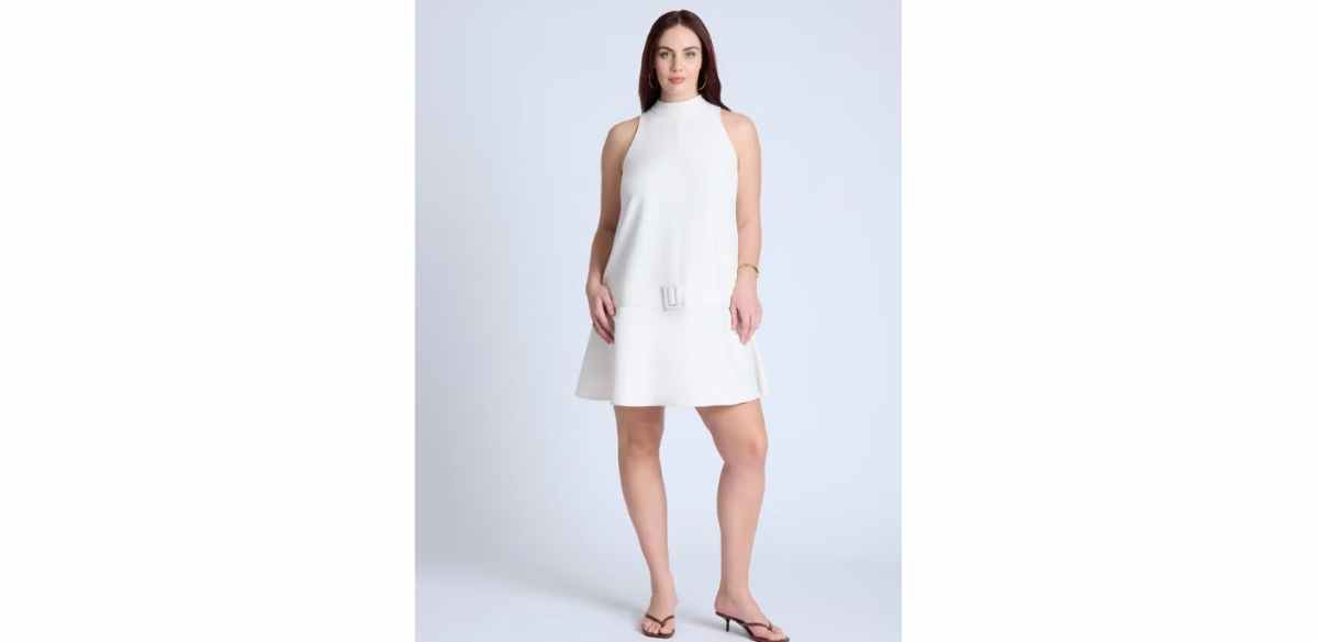 Mock Neck Belted Mini Dress