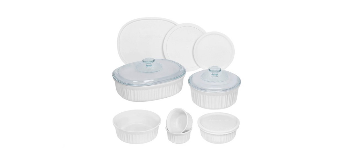 best CorningWare French White 12-Piece Ceramic Bakeware Set