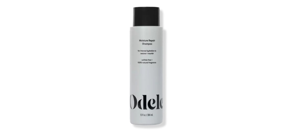 Gray and black bottle of Odele Moisture Repair Shampoo