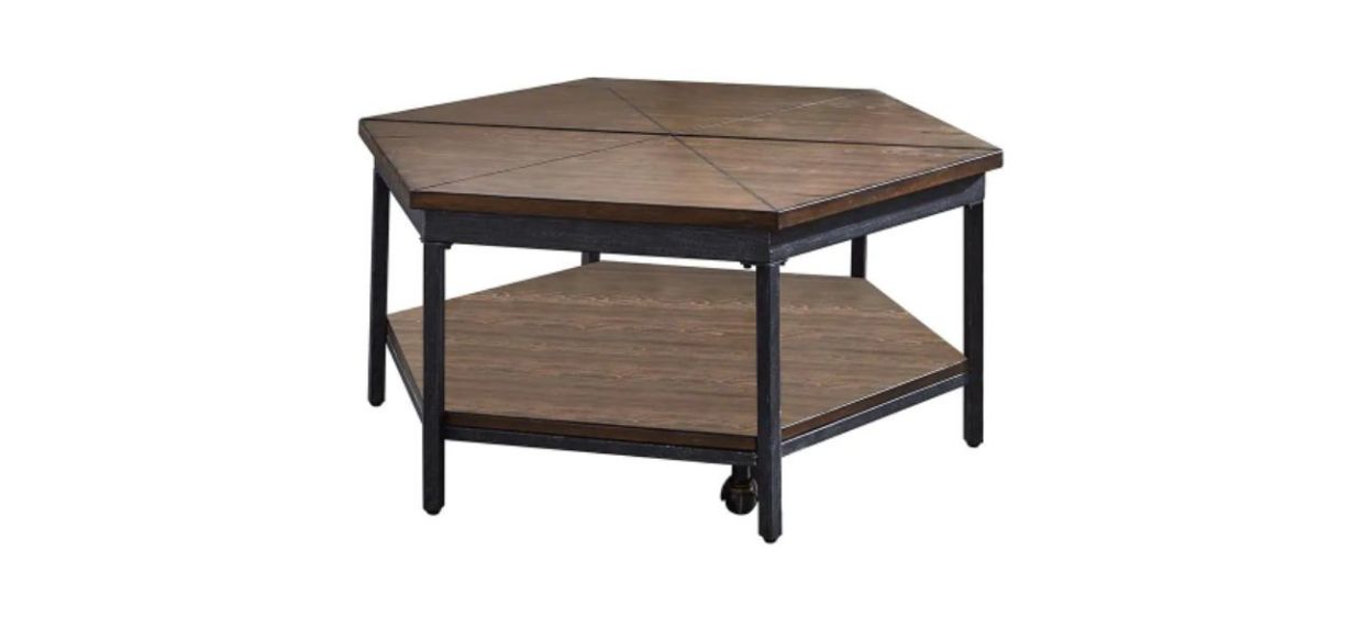 Steve Silver Ultimo Brown Mocha Hexagon Lift-Top Coffee Table