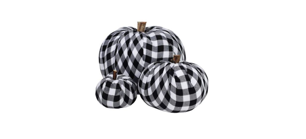 Best Winlyn Package of Three Buffalo Plaid Pumpkins