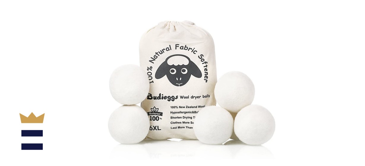 Budieggs Organic XL Wool Dryer Balls, Six Pack