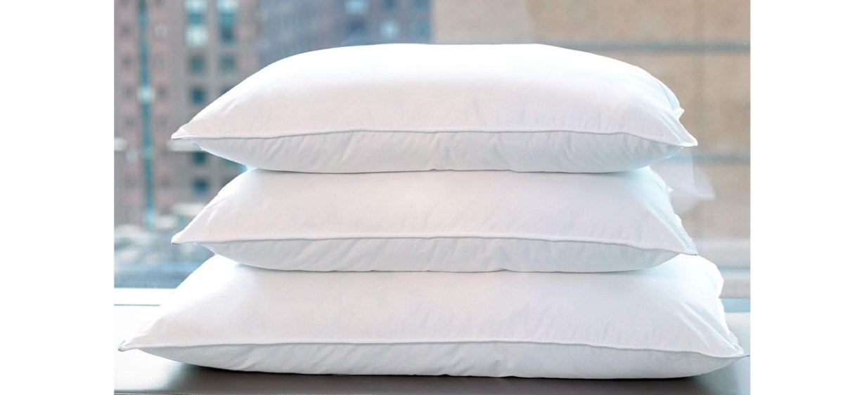 White  W Hotels Down Alternative Pillow stacked
