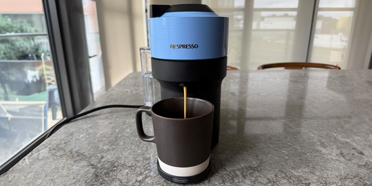 Nespresso Vertuo Pop+ Deluxe on kitchen counter