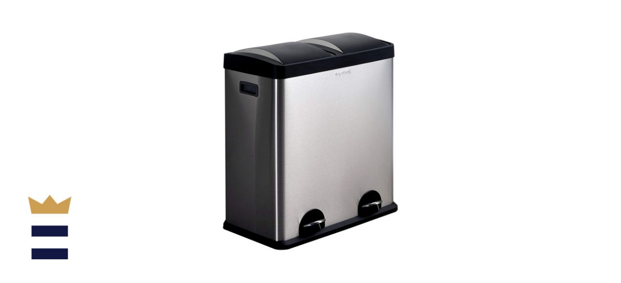 Step N’ Sort 2-Compartment Stainless Steel Trash and Recycling Bin