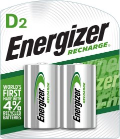 Energizer D2 Recharge, 2 Pack