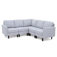GDF Studio Carolina Light Grey Fabric Sectional Sofa