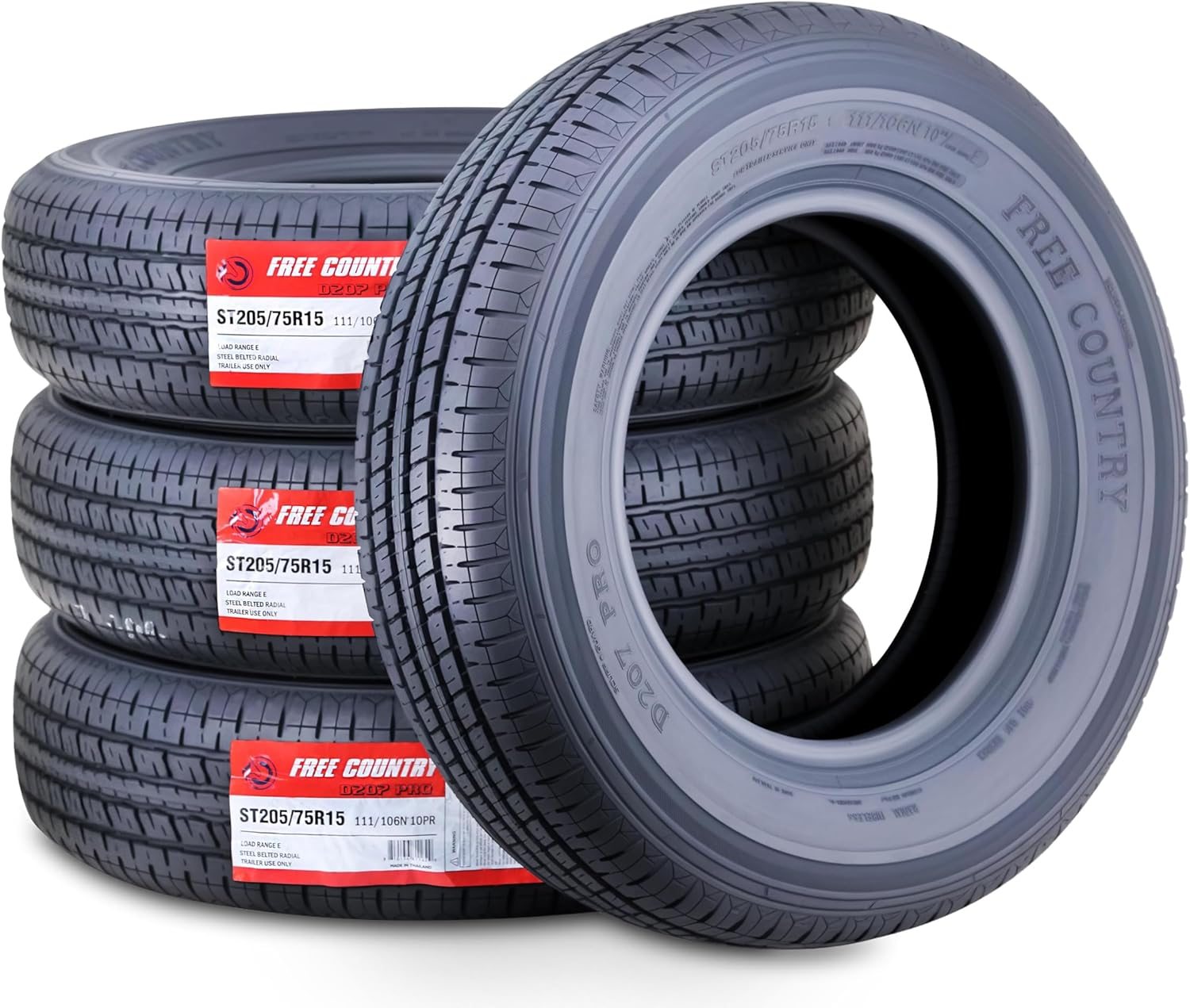 FREE COUNTRY Set of 4 Heavy Duty Trailer Tires ST205/75R15