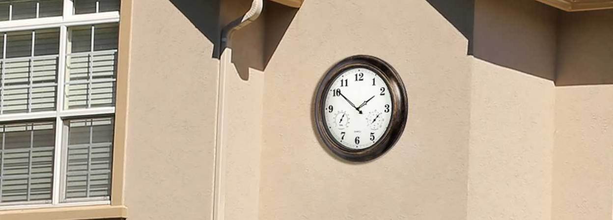 18 Metal Patio Clock & Thermometer