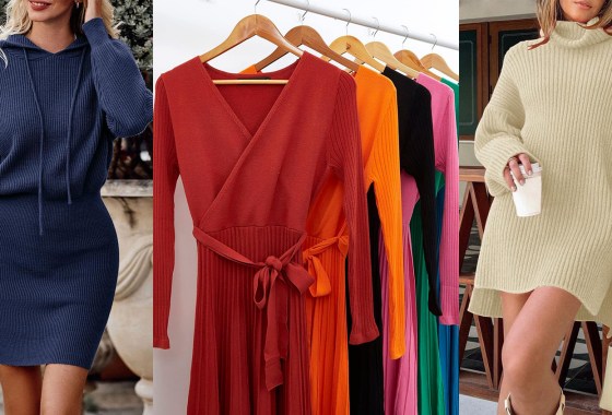 Amazon has tons of sweater dresses that feel like cashmere and are totally affordable