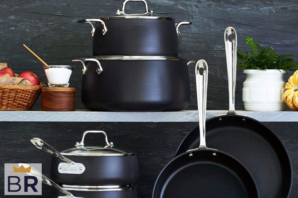 Luxury Cast Aluminum Complete Cookware Set < Premium Design > - Nonstick,  All Stovetops (Matrix) (Induction) (11 Pcs - Black)