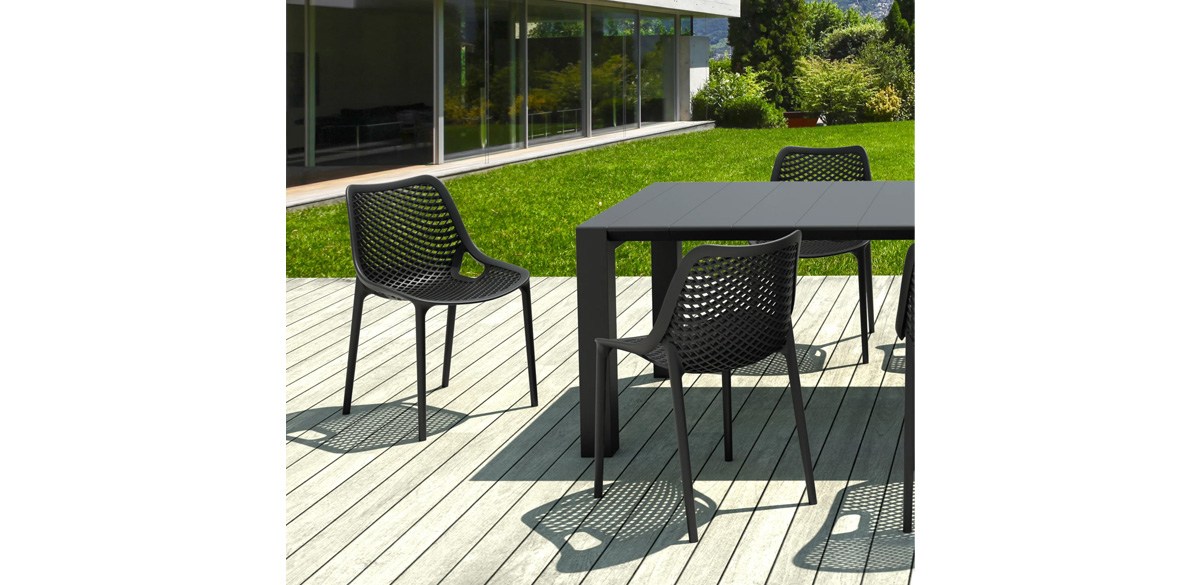 AllModern Black Farrah Outdoor Stacking Dining Side Chair (Set of 2)