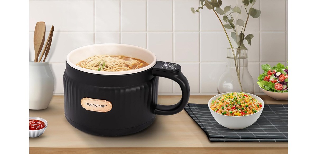 NutriChef 1.6 QT Portable Electric Rice Cooker &amp; Lunch Maker
