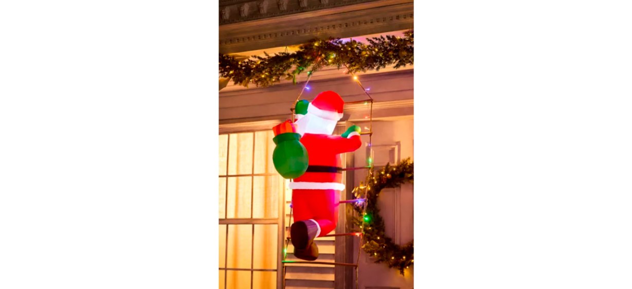 3-Ft Light-Up Santa Climbing Ladder Inflatable Decoration 