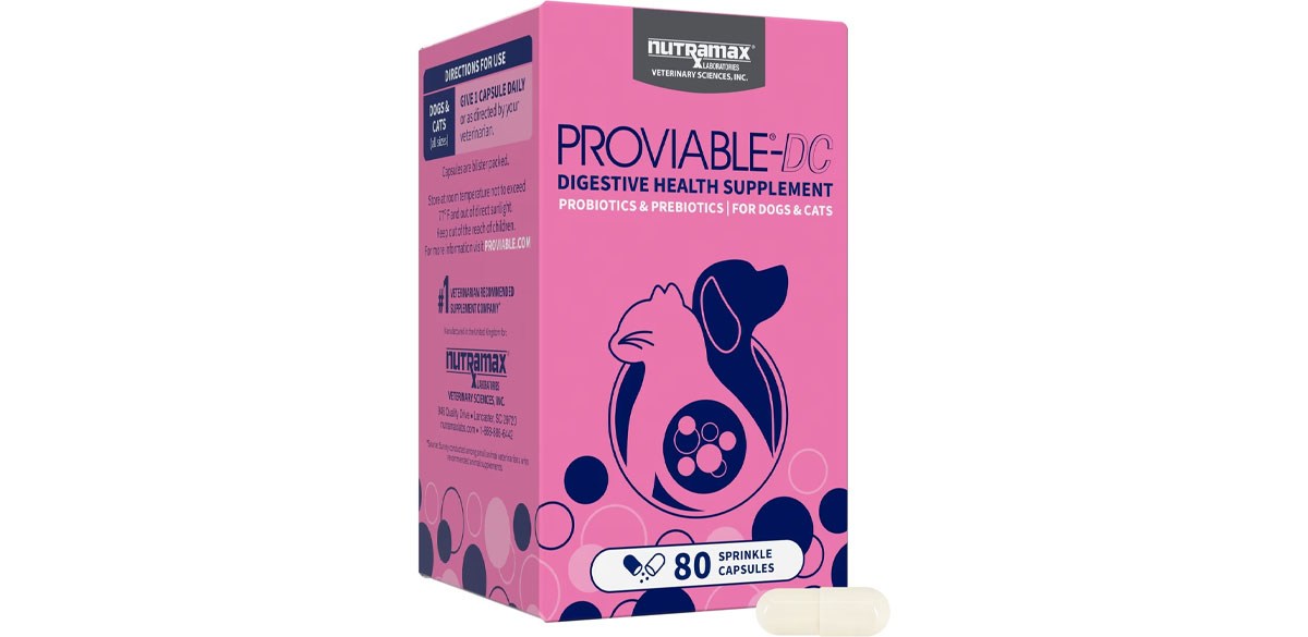Nutramax Proviable Health Supplement for Dogs &amp; Cats, 80 count