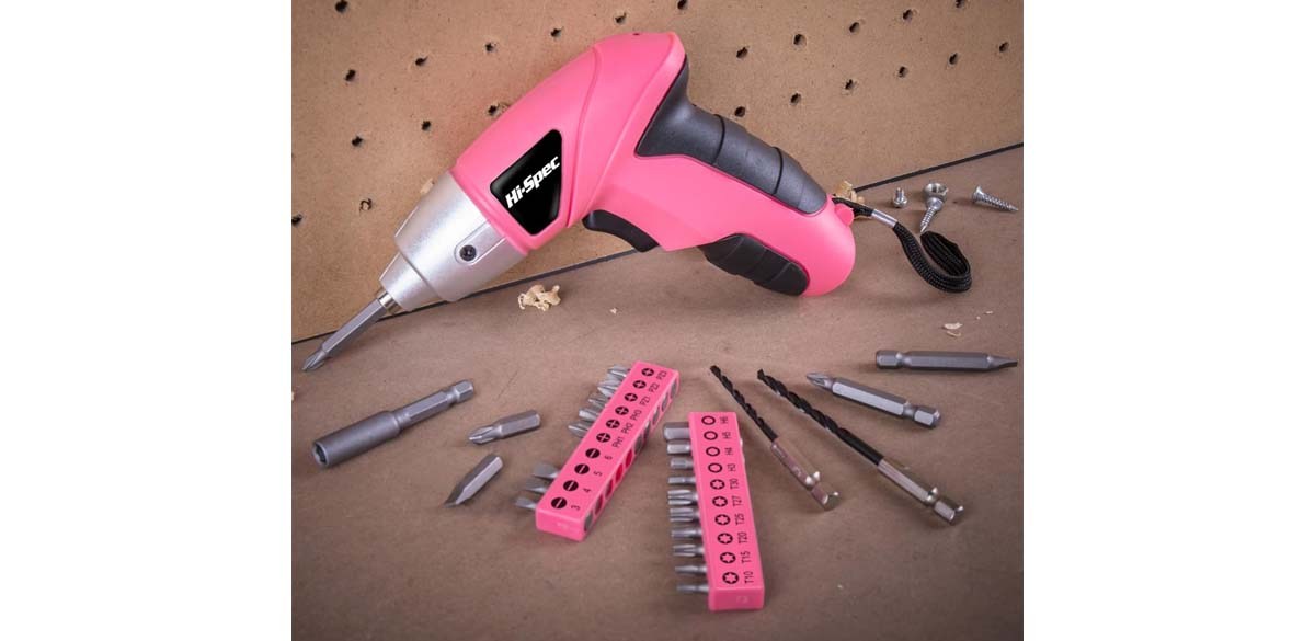 Hi-Spec Electric Screwdriver 27pc 3.6V Pink USB Small Power Screwdriver Set