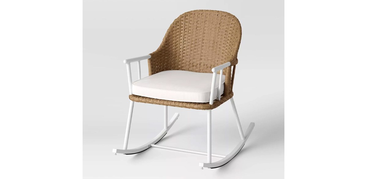 Windsor Steel &amp; Wicker Outdoor Patio Chair, Rocking Chair White - Threshold designed with Studio McGee-target-memorial-day-deals