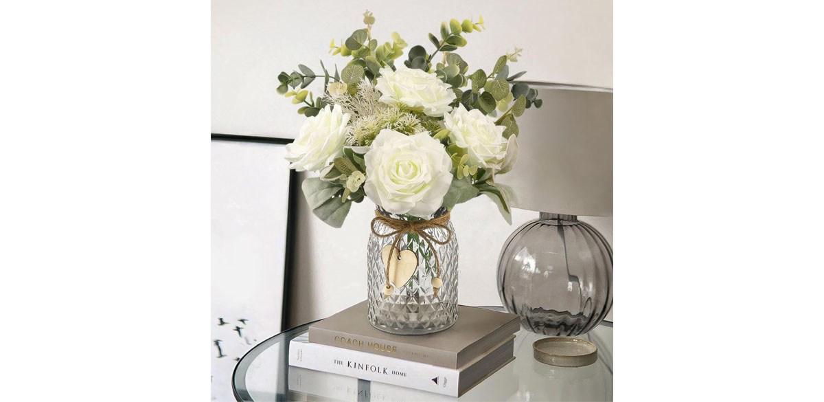 HOHOTIME Artificial Flowers with Vase