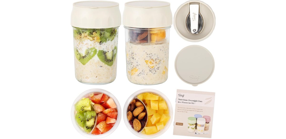 SOLIGT 2 Pack Overnight Oats Containers