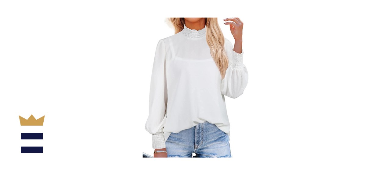 Alice Co Women’s Puff-Sleeve Ruffle Mock Neck