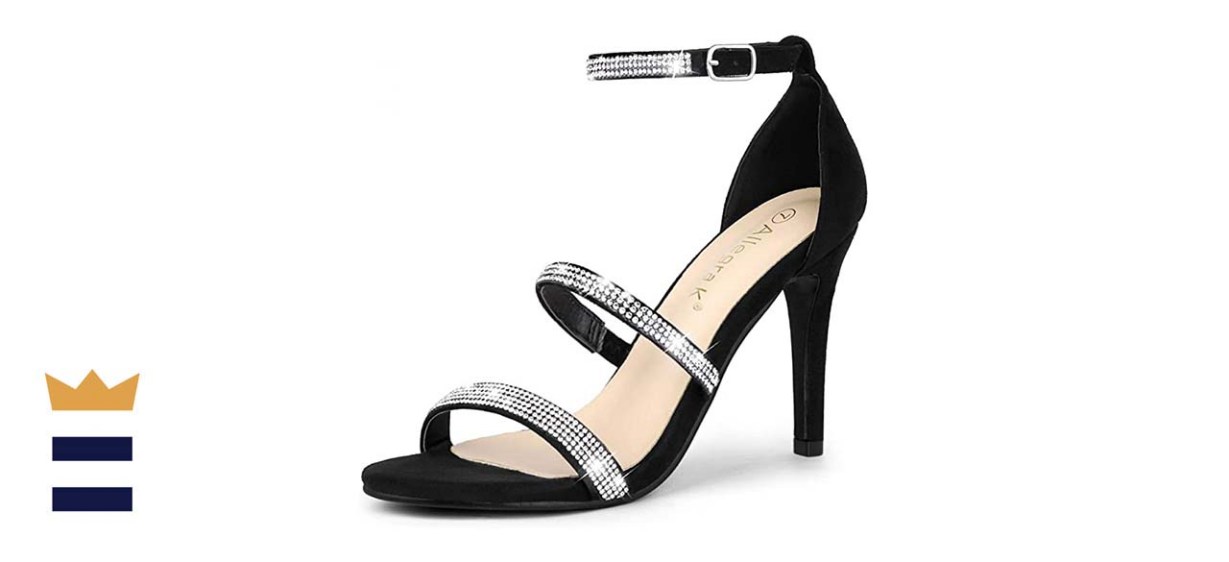 Allegra K Strappy Rhinestone Heel Sandals