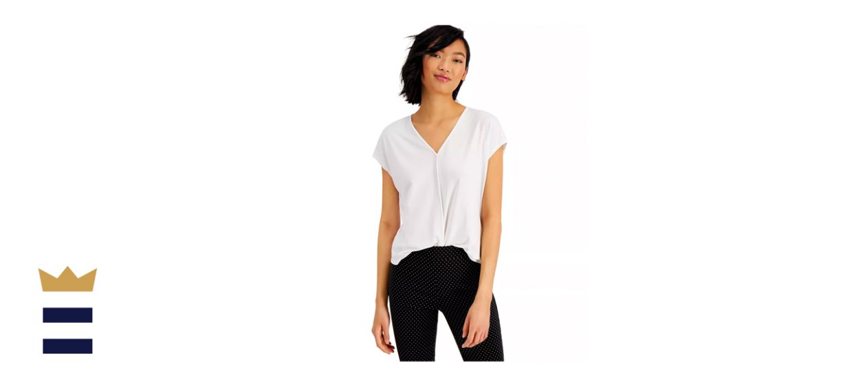Bar III Seamed V-Neck Top