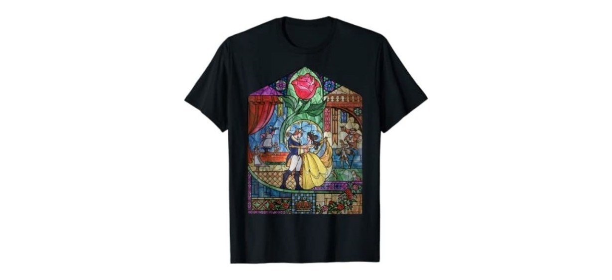 &quot;Beauty and the Beast&quot; Stained Glass Graphic T-shirt