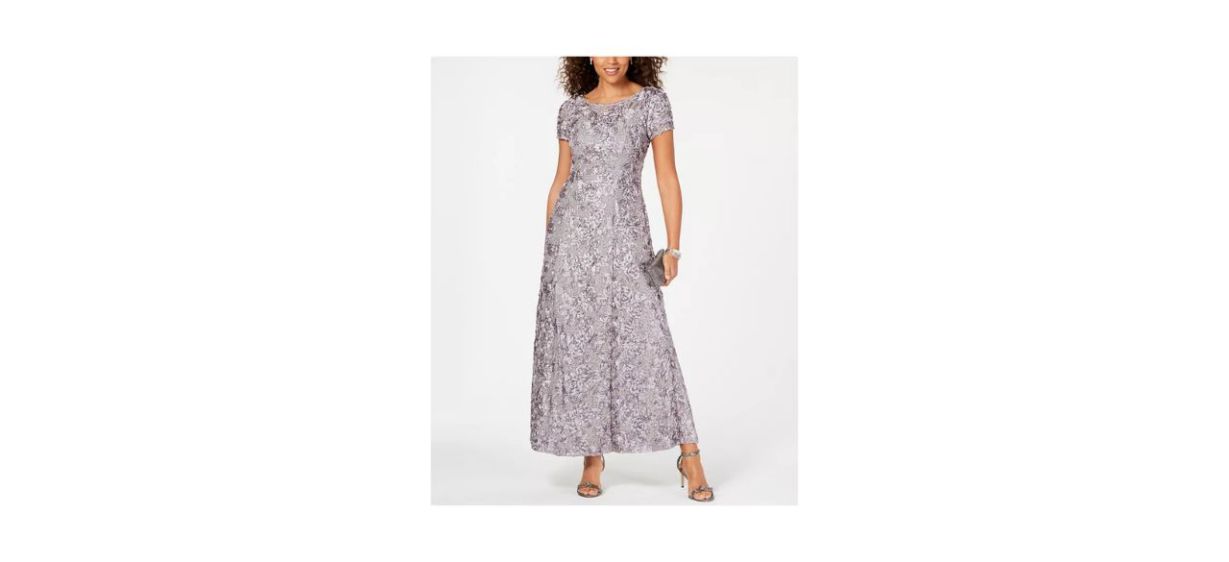 Best Alex Evenings Rosette A-Line Gown