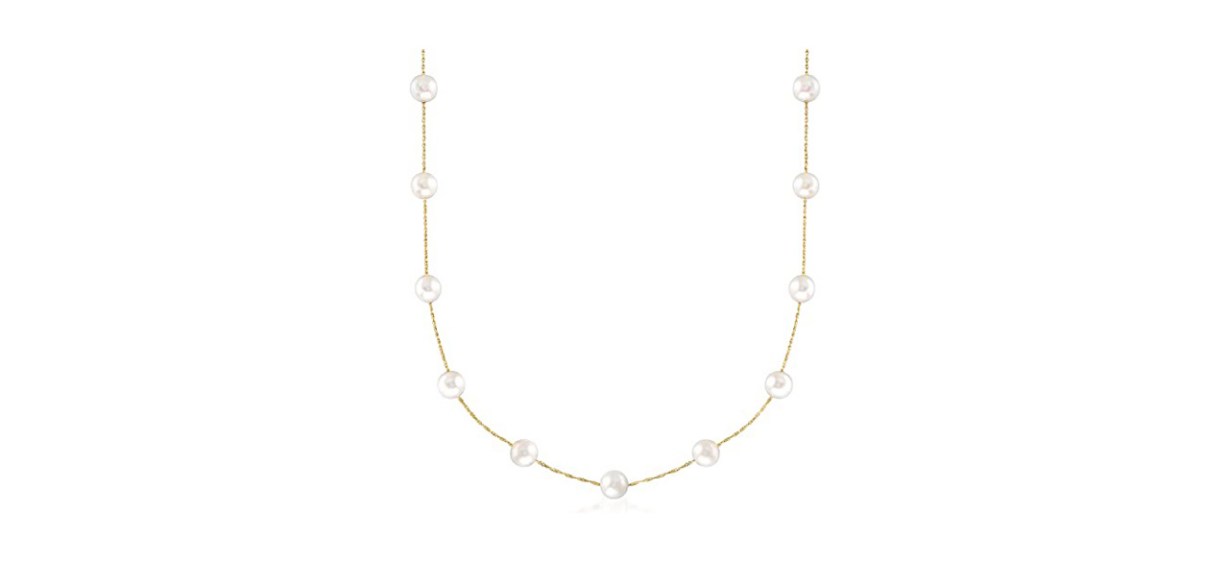 Ross-Simons Cultured Pearl Station Necklace Ross-Simons Cultured Pearl Station Necklace