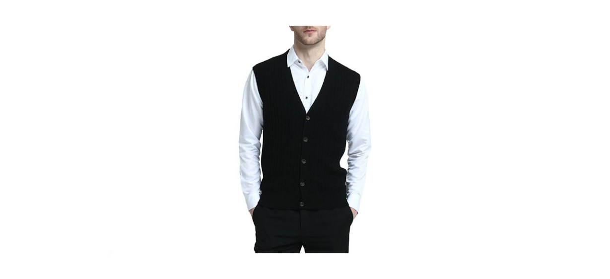 best Kallspin Men's Cashmere Wool Blended Sweater Vest