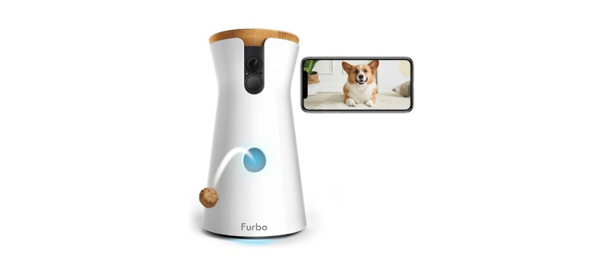 Furbo Dog Camera dispensing a treat