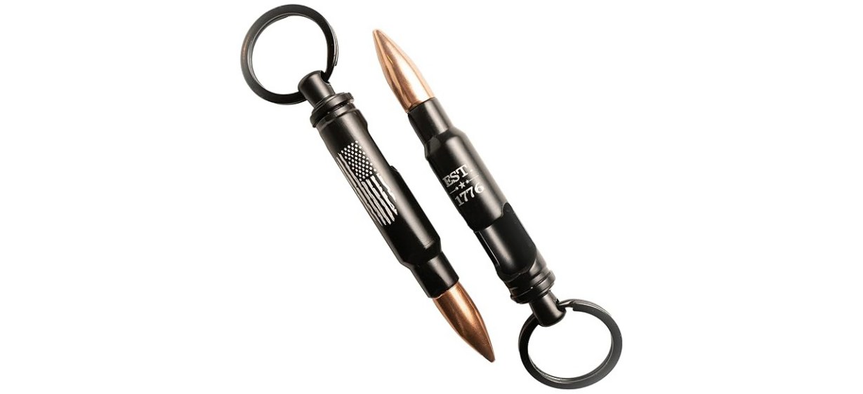 Red Dot Engraving Bullet Bottle Opener Keychain