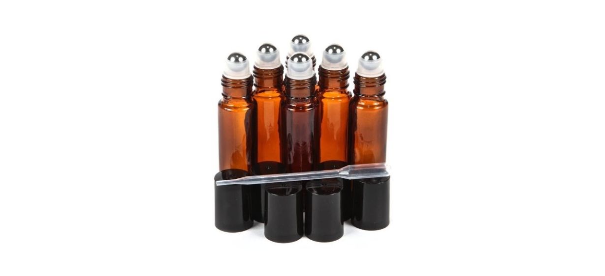 Vivaplex Glass Roll-on Bottles with Stainless Steel Roller Balls 
