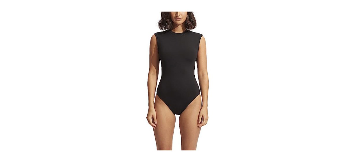 Best Seafolly Cap Sleeve Open-Back One-Piece Swimsuit