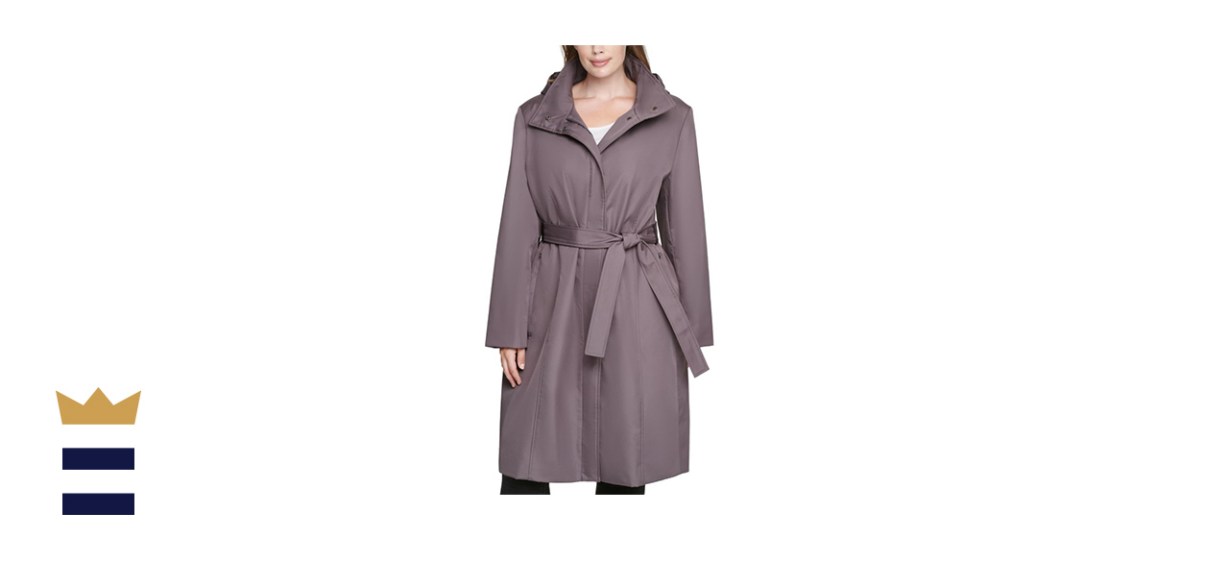 Calvin Klein Plus Size Hooded Belted Rain Coat