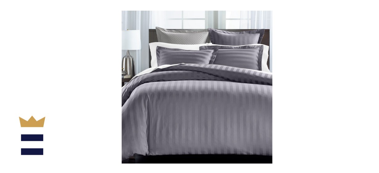 Charter Club Damask Stripe Supima Cotton 550 Thread Count Duvet Cover Set