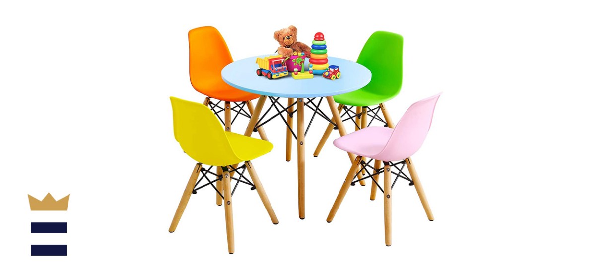 Costzon Mid-Century Modern Table and 4 Chairs for Toddlers and Kids