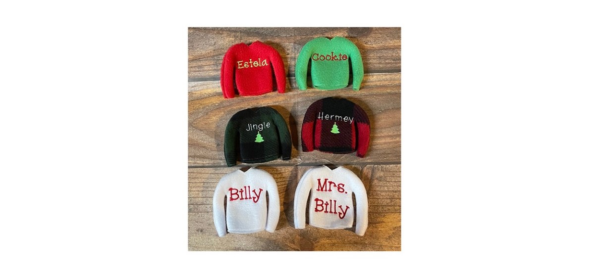 Custom Name Elf Shirt, Personalized Embroidered Sweater for Elf or Doll