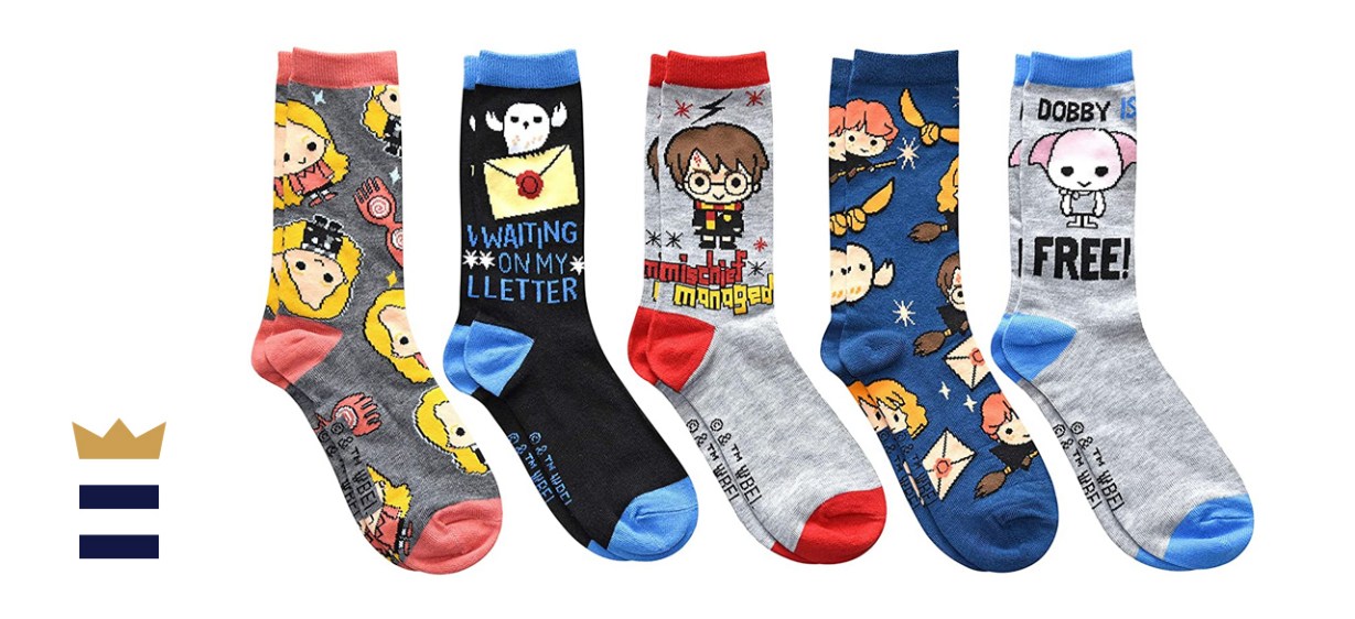 Harry Potter Dobby Luna Lovegood Hedwig Women’s 5-Pack Crew Socks