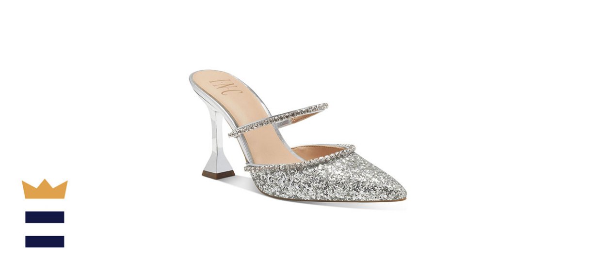 INC International Concepts Gylana Pointed Pumps in Silver Glitter