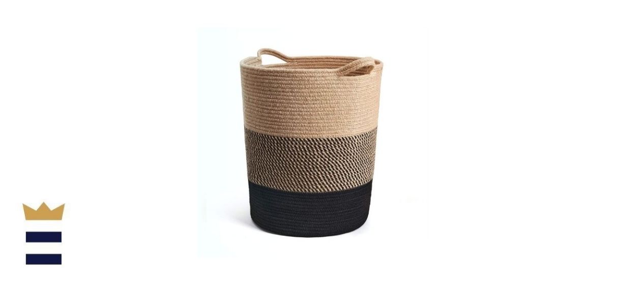 Indressme Large Jute Rope Woven Laundry Hamper with Handles