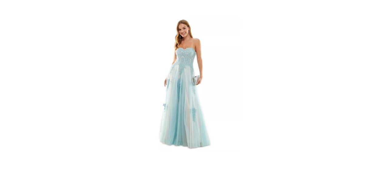Say Yes to the Prom Strapless Embellished Ballgown