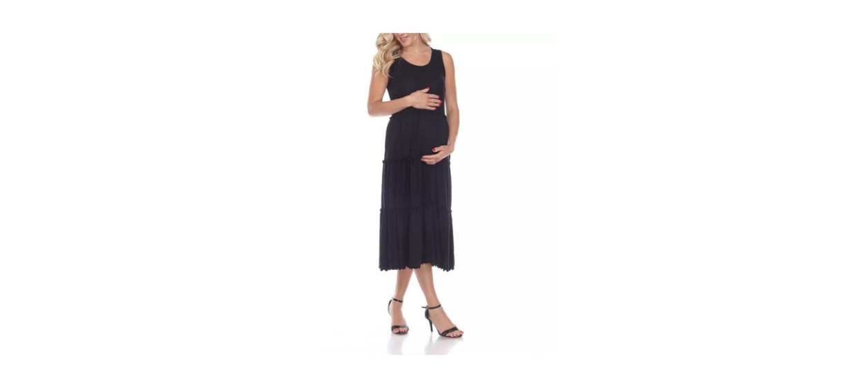 best Women's Maternity Scoop Neck Tiered Midi Dress