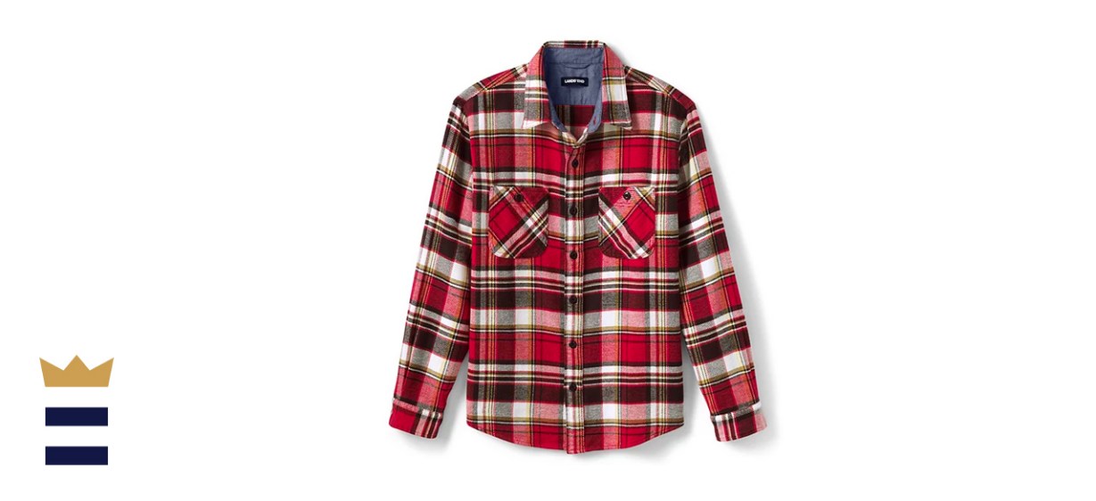 Men's Lands' End Traditional-Fit Rugged Flannel Button-Down Shirt