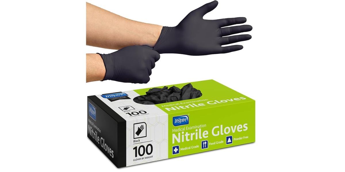 Inspire Black Nitrile Disposable Gloves